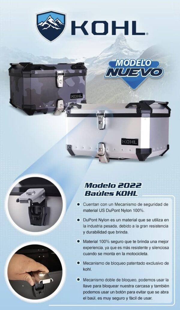 TOP CASE KOHL Q3B ALUMINIO NEGRO 60 LTS - Imagen 6