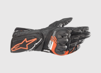 GUANTES DE PIEL ALPINESTARS SP-8 V3 NGO/ROJO FLUO