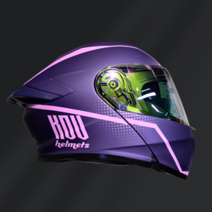 CASCO ABATIBLE KOV THUNDER WAVES MORADO CON LUZ LED