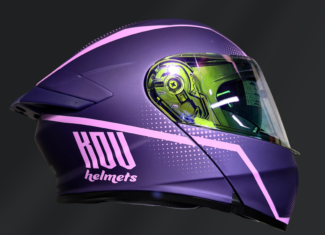 CASCO ABATIBLE KOV THUNDER WAVES MORADO CON LUZ LED